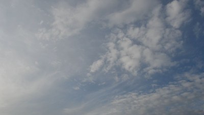 白云漂浮在蔚蓝的天空