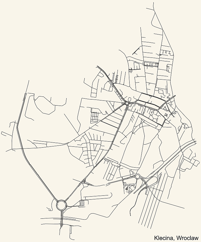 波兰弗罗茨瓦夫克莱西纳区的街道道路图