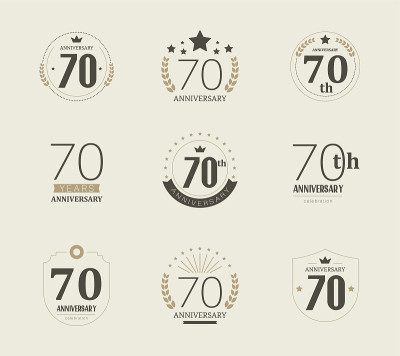 70周年纪念标志。70周年的复古标志。