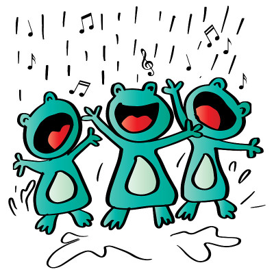 三只青蛙在雨中歌唱