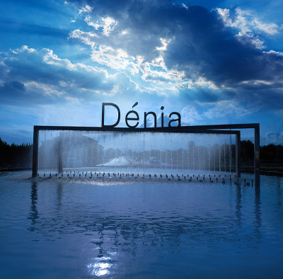 阿利坎特的Denia欢迎标志喷泉