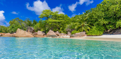 安塞拉齐奥-海滩在塞舌尔，岛Praslin