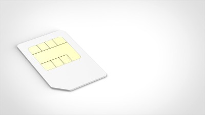SIM卡向左倾斜3d渲染