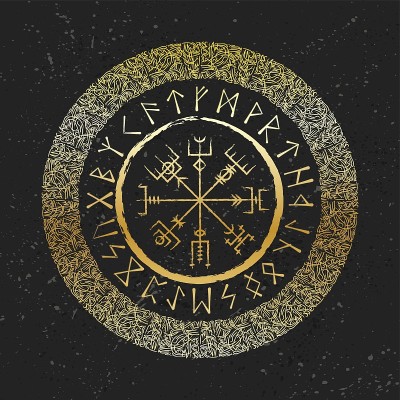 黑色符文金色符号墙纸