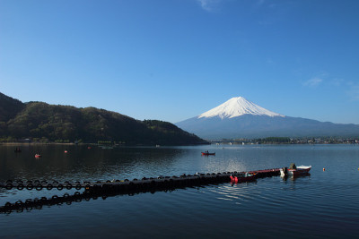 在川口湖的富士山