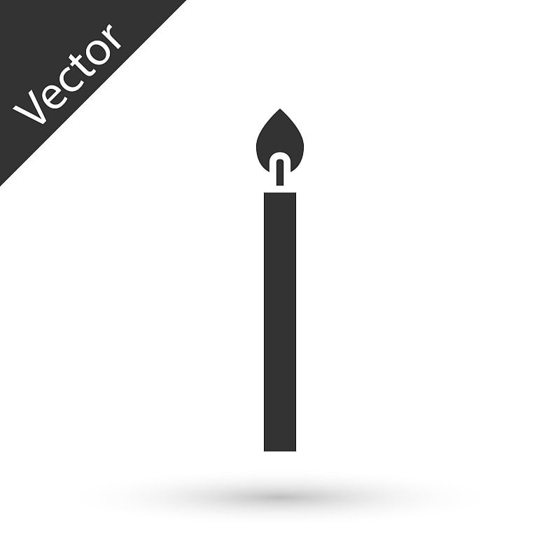 Grey Burning candle icon isolated on white backgro