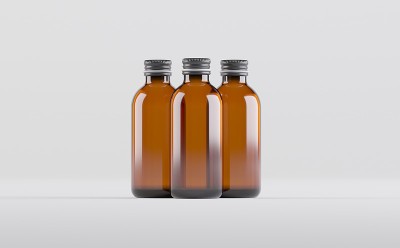 琥珀酒精瓶模型3D渲染