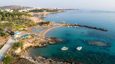 Aerial Green bay, Protaras，塞浦路斯