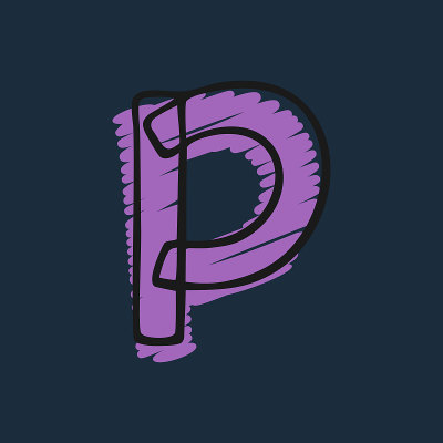 字母P标志手绘与毡尖和标记笔画。