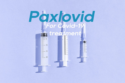 用于治疗Covid-19的刻有Paxlovid字样的医用注射器
