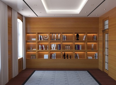 一个大型的空室内可视化，3D插图