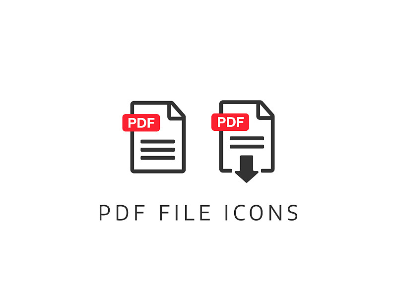 PDF下载图标。文件下载图标。文档文本、符号web格式信息_模板素材-稿定设计