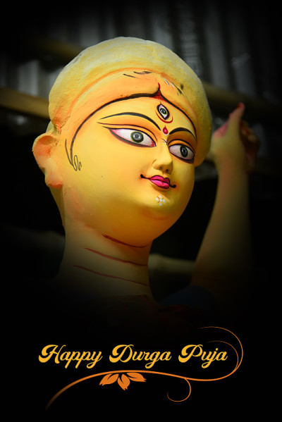 女神杜尔迦的脸在快乐杜尔迦Puja Subh Navratri Maa背景