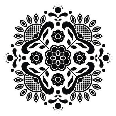 挪威黑人民间艺术布纳德图案——玫瑰花式刺绣