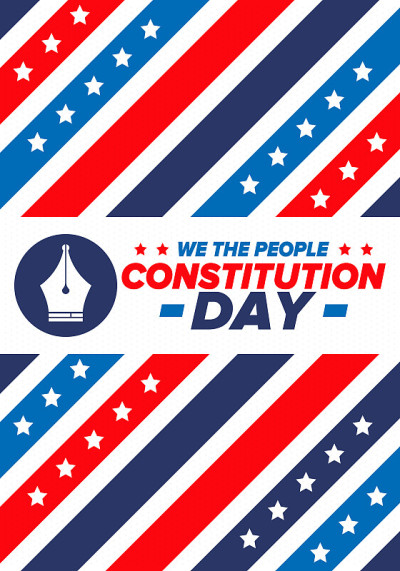 美国宪法日。节日，每年9月17日庆祝。国籍的一天。美国的一天。我们的人。爱国的美国元素。海报，卡片，