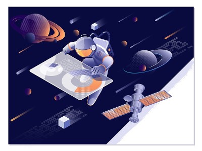 Space explore. Astronaut, asteroid, comet and spac
