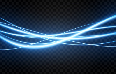 矢量发光的光线。霓虹灯，灯光效果png。金线光png，神奇的发光，发光。