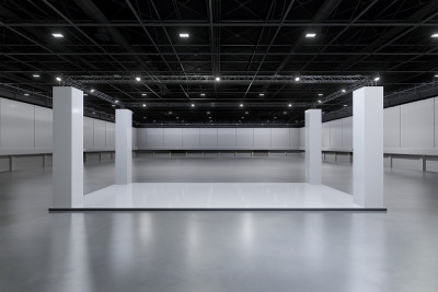 展示平台用于实物模型和企业形象，展示设计。空的展台设计。展厅零售展位元素。展位设计贸易展。空白展台系