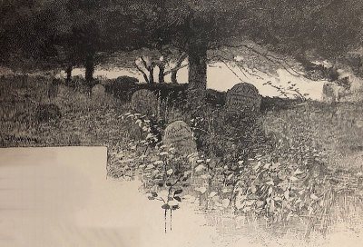 古董插图-老坟地-切斯特菲尔德马萨诸塞州与副本空间在左下角