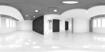 室内球面全景图，3D插图