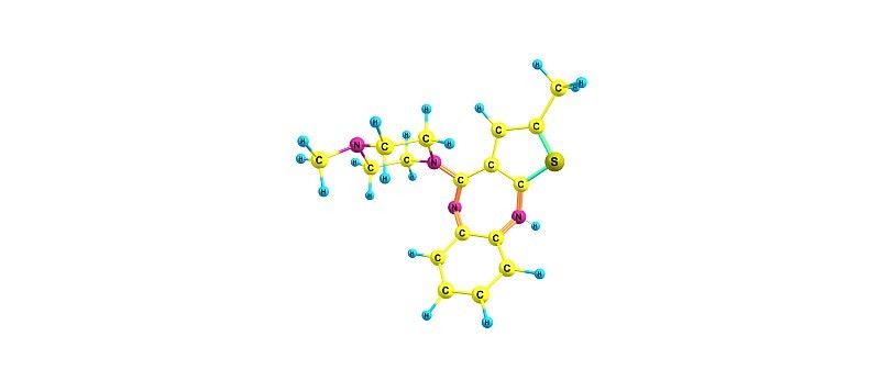 奥氮平分子结构孤立于白色