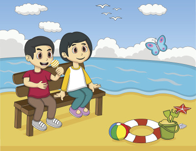 孩子们在海滩上玩耍
