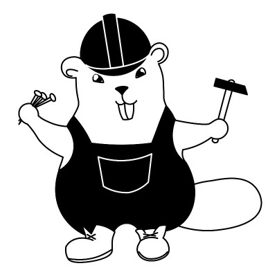 beaver construction builder with hummer and nails 
