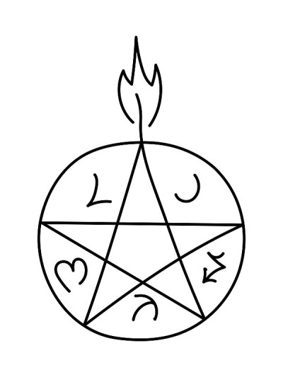 一支画在白色背景上的魔法蜡烛