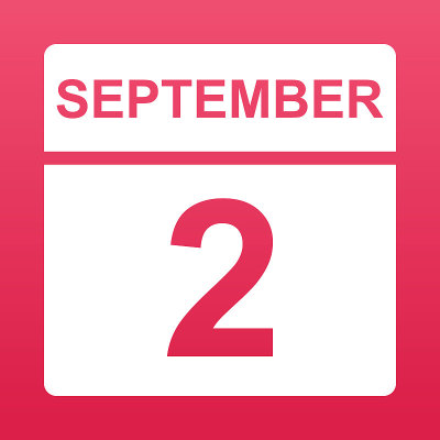 September 2. White calendar on a  colored backgrou