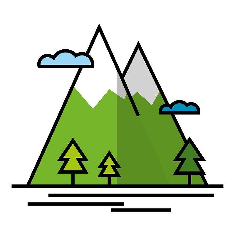 Isolated mountains icon