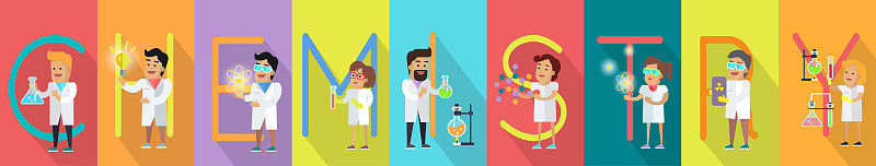 化学旗帜。科学字母表。