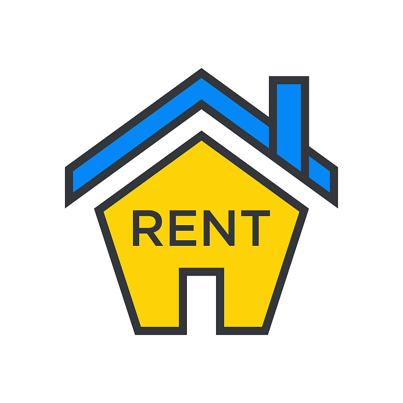 House rent sign icon vector colorful - linear fill