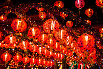 泰国中国城的中国新年灯笼