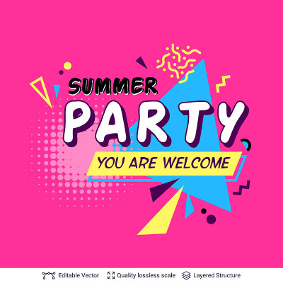 Summer party ad backgrond in pop-art style.