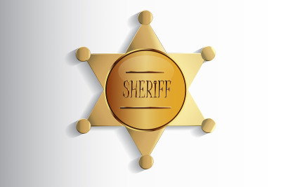 Sheriff gold star badge icon vector