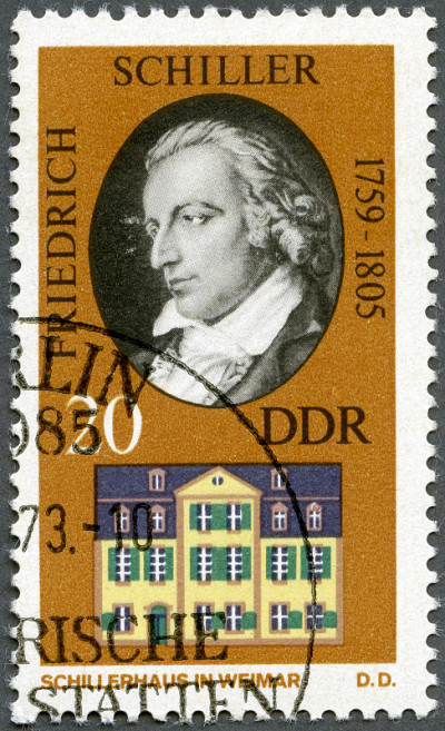 邮票德国DDR 1973弗里德里希·冯·席勒(1759-1805)魏玛