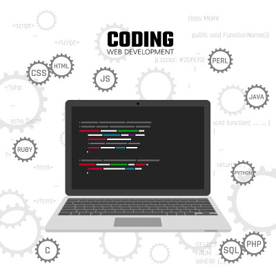 Web开发、设计和编码的概念。矢量图