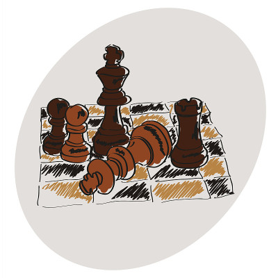 棋盘上的象棋图案涂鸦