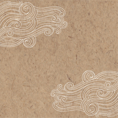 Vector background with hand-drawn waves on kraft p