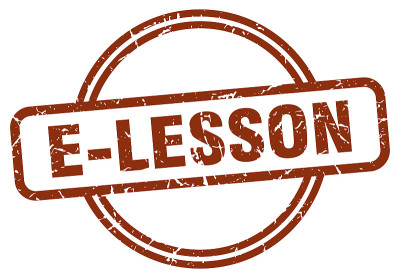 e-lesson枯燥乏味的邮票。E-lesson圆形复古邮票