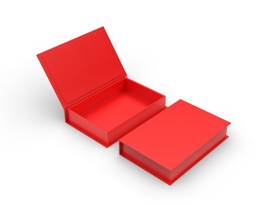 白色空白硬纸板礼品或邮筒矩形盒模拟模板，3d插图。