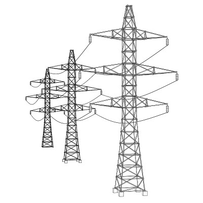 Electric pylons or electric towers concept. Vector
