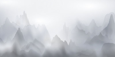 中国水墨画山水画春节快乐横幅卡片