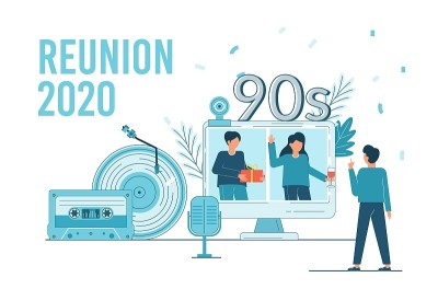 类2020年聚会。在线学生校友聚会。