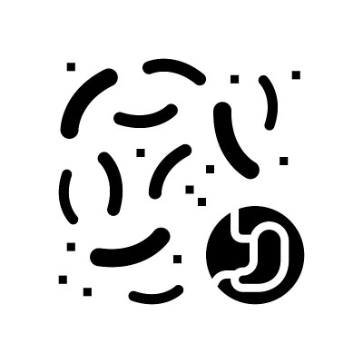 细菌或真菌的消化系统，字形，图标，矢量插图