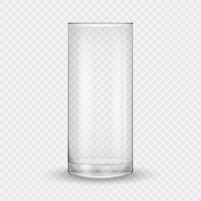 3D现实的玻璃杯孤立在透明的背景。矢量插图。