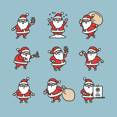 Vector Christmas characters icon set