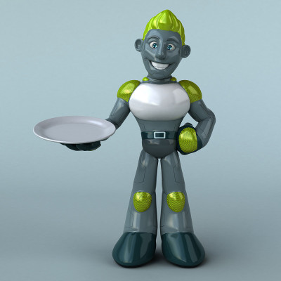 绿色机器人- 3D插图
