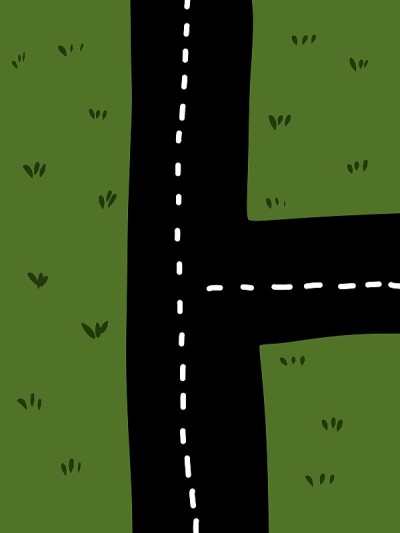 路以绿草为背景