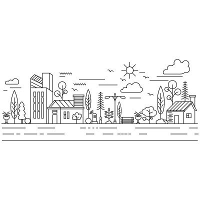 城市建筑线条艺术矢量插图模板